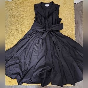 Calvin Klein Women's Sleeveless Midi Shirt Dress with Full Pleated Skirt